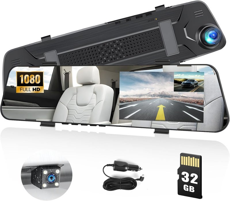 AMprime Mirror Dash Cam for Cars,4.5" Rear View Mirror 1080P Front and Rear View Dual Cameras,Super Night Vision,Parking Assistance,G-Sensor,24H Parking Monitor, Waterproof Backup Camera Free 32GB Card - Image 1